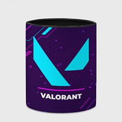Кружка 3D Символ Valorant в неоновых цветах на темном фоне, цвет: 3D-белый + черный — фото 2
