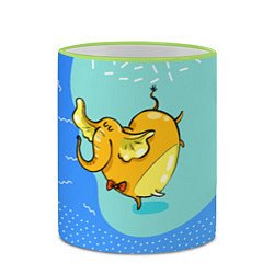 Кружка 3D Желтая слониха - балерина, цвет: 3D-светло-зеленый кант — фото 2