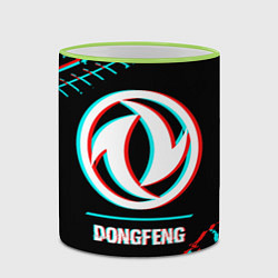 Кружка 3D Значок Dongfeng в стиле glitch на темном фоне, цвет: 3D-светло-зеленый кант — фото 2