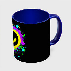 Кружка цветная Смайлик - неоновые брызги