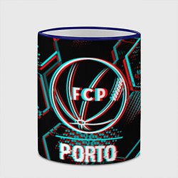 Кружка 3D Porto FC в стиле glitch на темном фоне, цвет: 3D-синий кант — фото 2