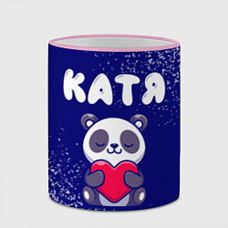 Кружка 3D Катя панда с сердечком, цвет: 3D-розовый кант — фото 2