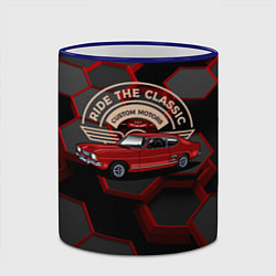 Кружка 3D Красный ретро - автомобиль, цвет: 3D-синий кант — фото 2