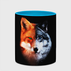 Кружка 3D Волк и Лисица, цвет: 3D-белый + небесно-голубой — фото 2