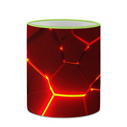 Кружка 3D Красные неоновые геометрические плиты, цвет: 3D-светло-зеленый кант — фото 2