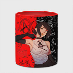 Кружка 3D Резе - человек бензопила, цвет: 3D-белый + красный — фото 2