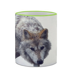 Кружка 3D Волк зимой, цвет: 3D-светло-зеленый кант — фото 2