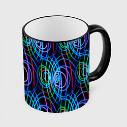Кружка 3D Неоновые завитки, цвет: 3D-черный кант