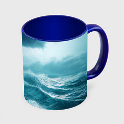 Кружка 3D Буря в море, цвет: 3D-белый + синий