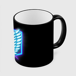 Кружка 3D Attack on Titan neon logo, цвет: 3D-черный кант