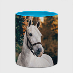 Кружка 3D Белая лошадка, цвет: 3D-белый + небесно-голубой — фото 2