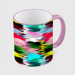 Кружка 3D Абстрактный многоцветный неоновый узор, цвет: 3D-розовый кант