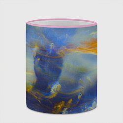 Кружка 3D Абстрактные мазки красок и силуэт - Синий, цвет: 3D-розовый кант — фото 2