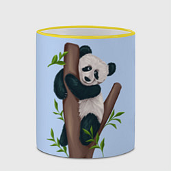 Кружка 3D Забавная панда на дереве, цвет: 3D-желтый кант — фото 2