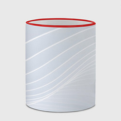 Кружка 3D Серый фон и белые линии, цвет: 3D-красный кант — фото 2