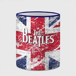 Кружка 3D The Beatles - лого на фоне флага Великобритании, цвет: 3D-синий кант — фото 2