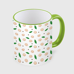 Кружка 3D Пельмени с лавровым листом и перцем, цвет: 3D-светло-зеленый кант