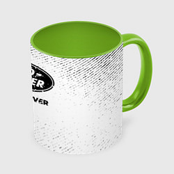Кружка 3D Land Rover с потертостями на светлом фоне, цвет: 3D-белый + светло-зеленый