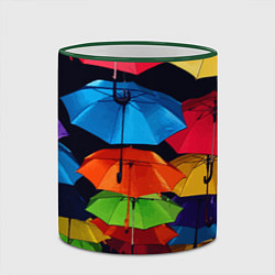 Кружка 3D Разноцветные зонтики - композиция, цвет: 3D-зеленый кант — фото 2