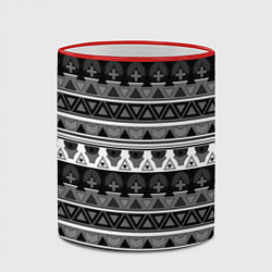 Кружка 3D Черно-белый скандинавский орнамент, цвет: 3D-красный кант — фото 2