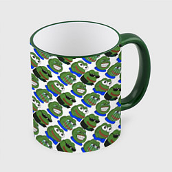 Кружка 3D Эмоции Пепе, цвет: 3D-зеленый кант