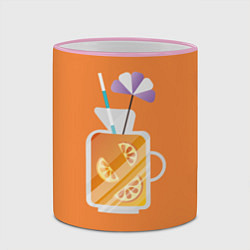 Кружка 3D Апельсиновый сок - Оранжевая версия, цвет: 3D-розовый кант — фото 2