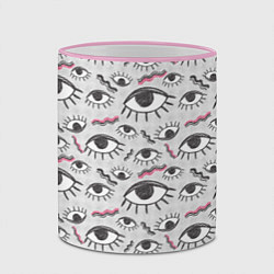 Кружка 3D Глаз с ресницами поп арт, цвет: 3D-розовый кант — фото 2