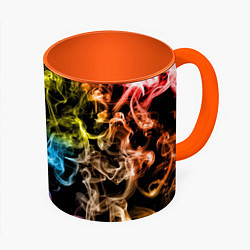 Кружка 3D Эйфория в дыму, цвет: 3D-белый + оранжевый