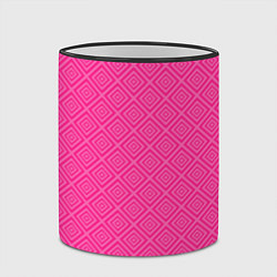 Кружка 3D Розовый орнамент из квадратиков, цвет: 3D-черный кант — фото 2