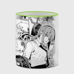 Кружка 3D Макима - Демон контроля - Человек-бензопила, цвет: 3D-светло-зеленый кант — фото 2