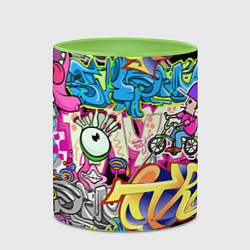 Кружка 3D Велосипедист и глаз граффити, цвет: 3D-белый + светло-зеленый — фото 2