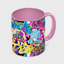 Кружка цветная Велосипедист и глаз граффити