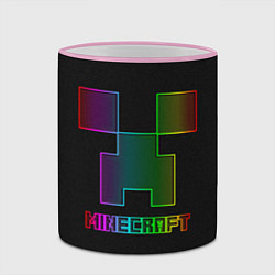 Кружка 3D Minecraft logo neon, цвет: 3D-розовый кант — фото 2