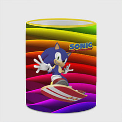 Кружка 3D Sonic - hedgehog - skateboarding - bands, цвет: 3D-желтый кант — фото 2