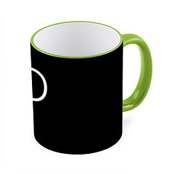 Кружка 3D Буква Ю на черном фоне, цвет: 3D-светло-зеленый кант