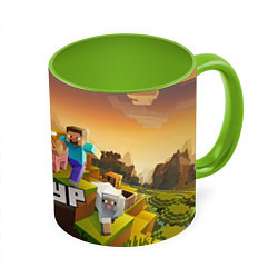 Кружка 3D Тимур Minecraft, цвет: 3D-белый + светло-зеленый