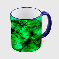 Кружка 3D Зеленый фантом, цвет: 3D-синий кант