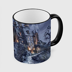 Кружка цветная Старый заброшенный замок - Halloween