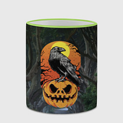 Кружка 3D Ворон, сидящий на тыкве - Halloween, цвет: 3D-светло-зеленый кант — фото 2