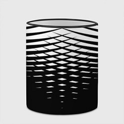Кружка 3D Черно-белая симметричная сетка из треугольников, цвет: 3D-черный кант — фото 2