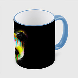 Кружка 3D Панда в краске, цвет: 3D-небесно-голубой кант