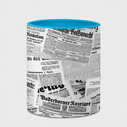 Кружка 3D Газетный коллаж, цвет: 3D-белый + небесно-голубой — фото 2