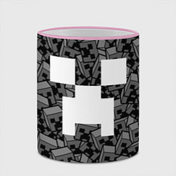 Кружка 3D Головы криперов - Майнкрафт - ЧБ, цвет: 3D-розовый кант — фото 2