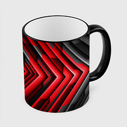 Кружка 3D Чёрно-красный паркет графика, цвет: 3D-черный кант