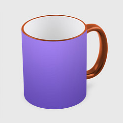 Кружка 3D Красивый фиолетовый градиент с цветами, цвет: 3D-оранжевый кант