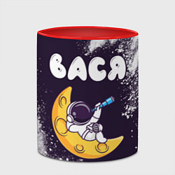 Кружка 3D Вася космонавт отдыхает на Луне, цвет: 3D-белый + красный — фото 2