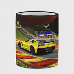 Кружка 3D Chevrolet Corvette на гоночной трассе, цвет: 3D-черный кант — фото 2