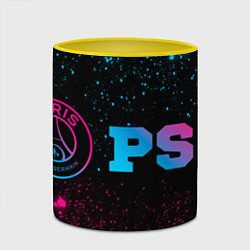 Кружка 3D PSG - neon gradient: надпись и символ, цвет: 3D-белый + желтый — фото 2