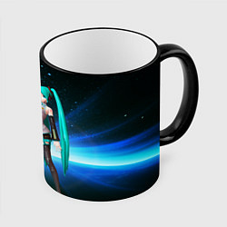 Кружка 3D Хацунэ Мику - вокалоид, цвет: 3D-черный кант