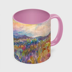 Кружка цветная Осенний пейзаж акварель